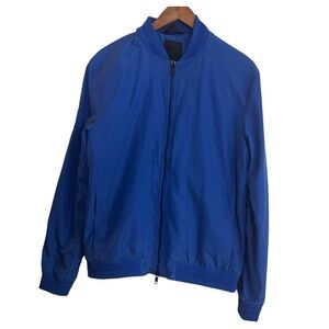 J. Lindeberg Thom Gravity Poly Men's Lightweight Bomber Jacket Blue Large